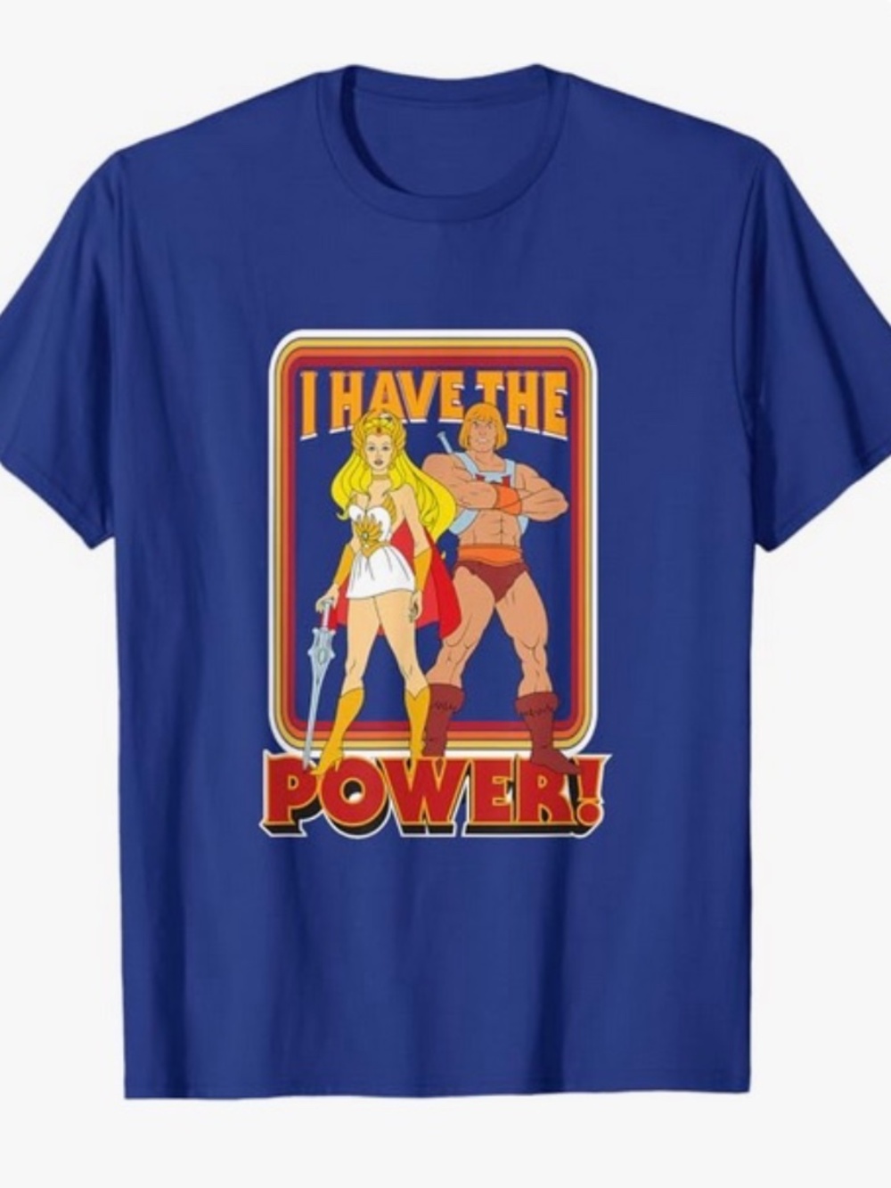 Masters of The Universe He-Man and She-Ra T-Shirt, Blue, Size Medium